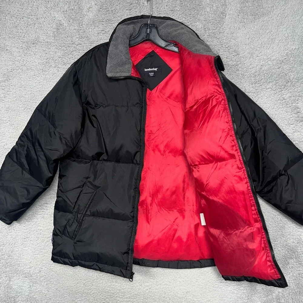 London Fog Puffer‎ Down Coat Youth XL 18-20 Black Quilted Lining Full Zip Jacket